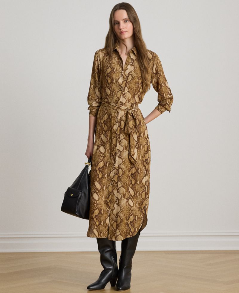 Women's Collared Long-Sleeve Shirt Dress