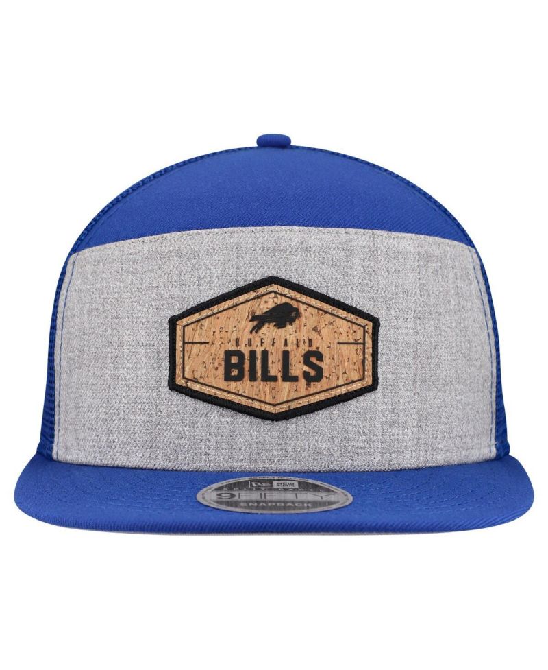 Men's Gray/Royal Buffalo Bills Cork Split Panel 9FIFTY Trucker Snapback Hat