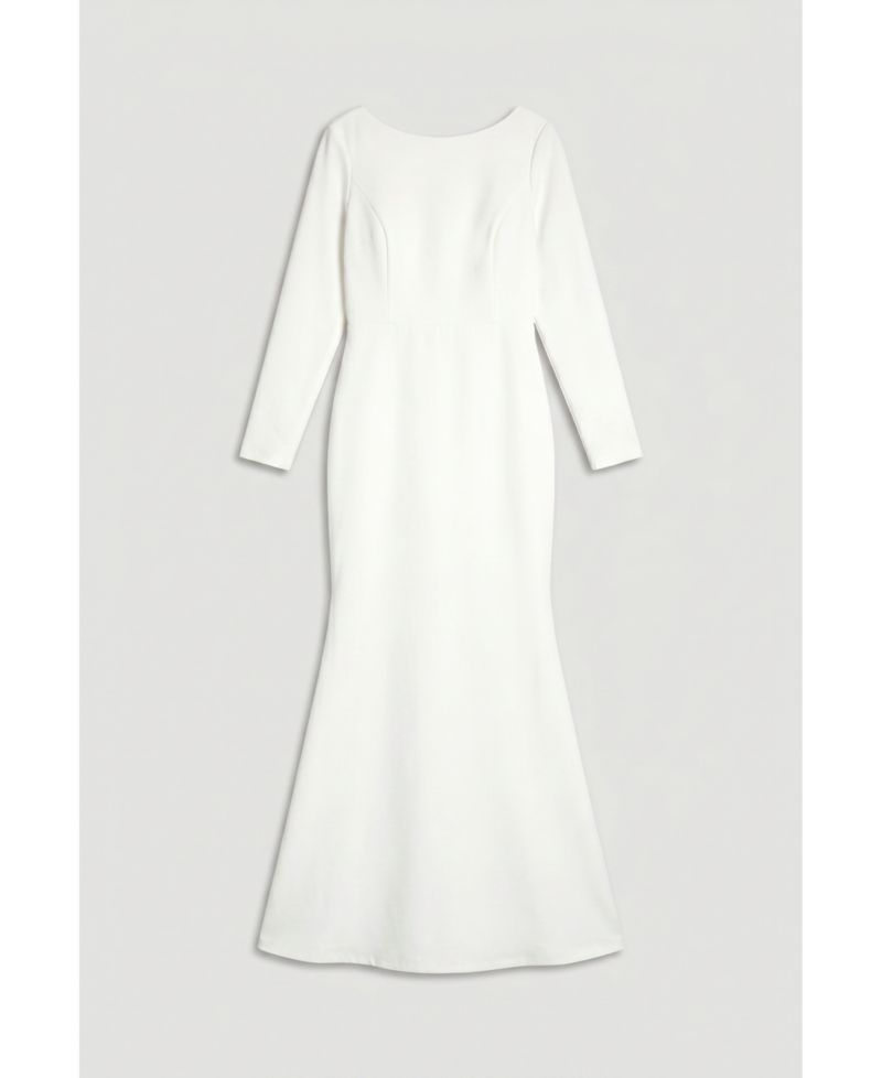 Women's Slash Neck Long-Sleeve Puddle Wedding Dress