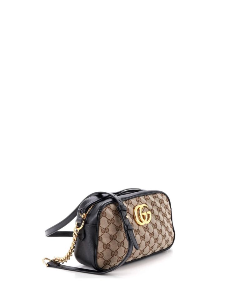 Small GG Marmont Shoulder Bag Diagonal Quilted GG Canvas with Leather