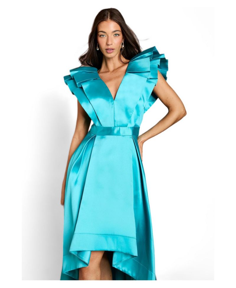Women's V-Neck High Low Midi Dress