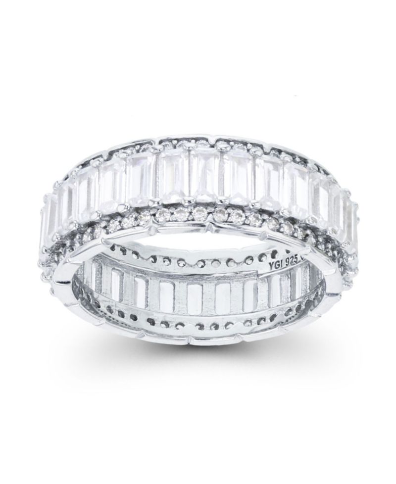 Cubic Zirconia Emerald and Baguette Cut Eternity Ring