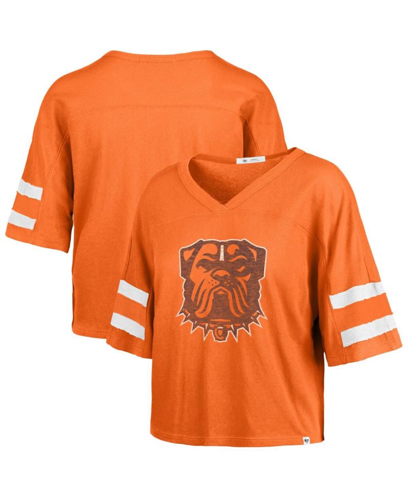 Women's Orange Cleveland Browns Premier Scout Cropped V-Neck T-Shirt
