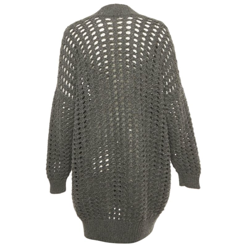 Women's Grey Sequin Open Knit Cardigan