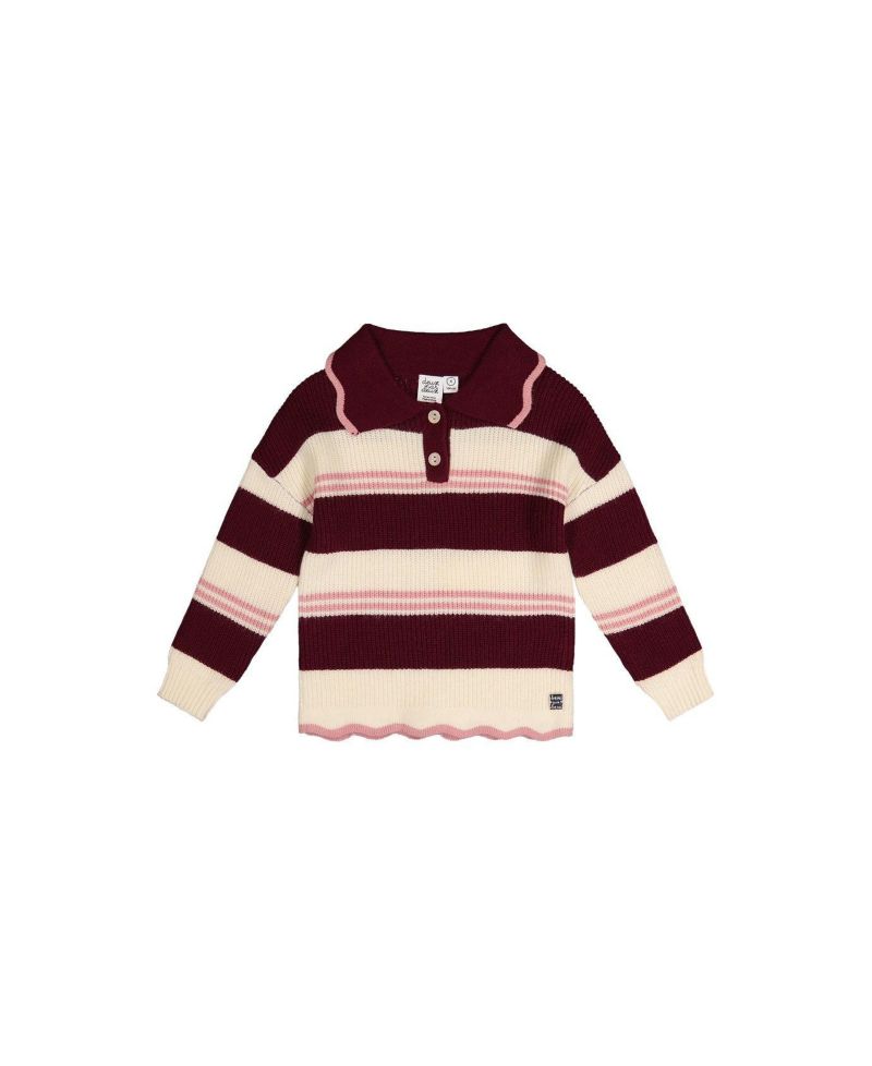 Little and Big Girl 6-14 Years Scalloped Collar Sweater