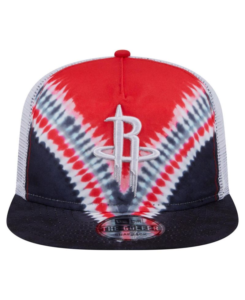 Men's Black/Red Houston Rockets Throwback Dye Golfer Snapback Hat