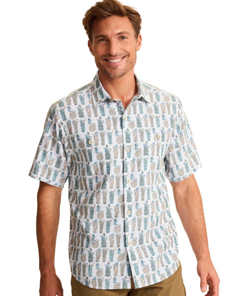 Men's Coastal Ease Tiki Tango Short-Sleeve Printed Shirt