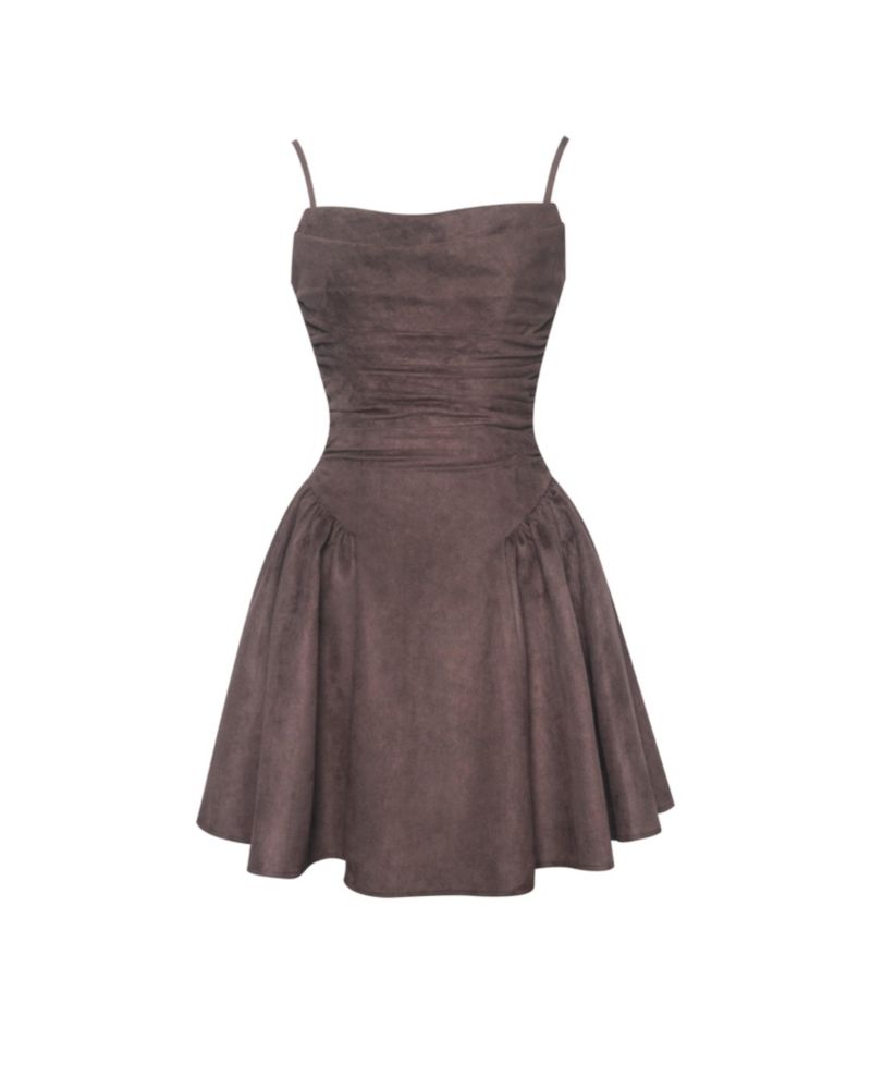 Women's Raisa Mahogany Suede Ruched Mini Dress