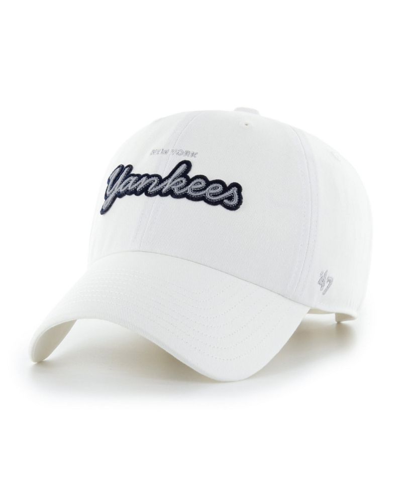 Women's '47 White New York Yankees Trendy Script Clean Up Adjustable Hat