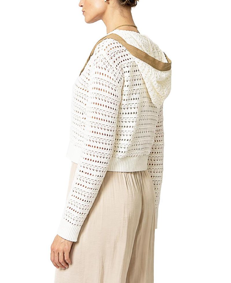 Women's Avery Mixed Media Hooded Cardigan