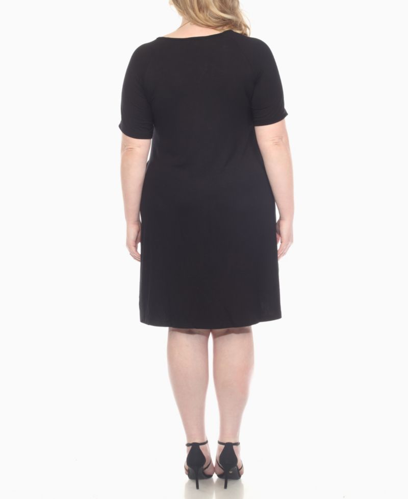 Plus Size Short Sleeve Crisscross Neck A-Line Dress