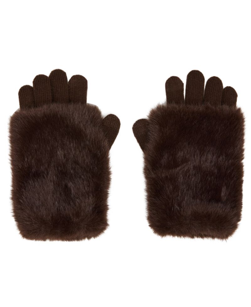 Faux-Fur-Cuff Cozy Knit Gloves