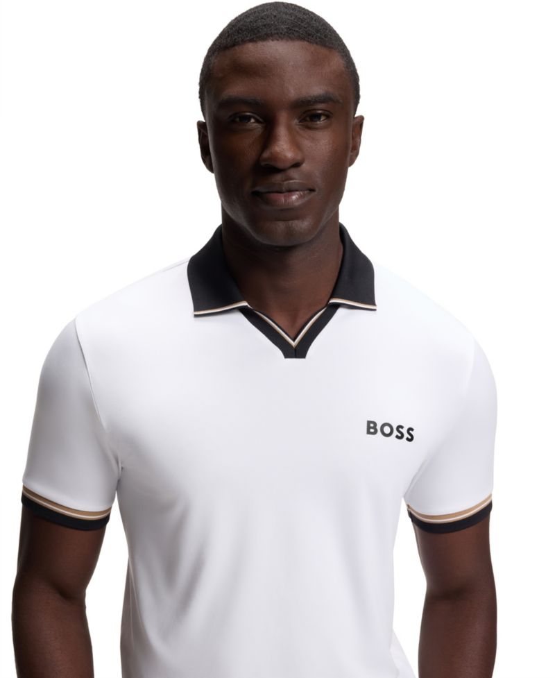 Men's Signature-Stripe Active Slim-Fit Polo Shirt