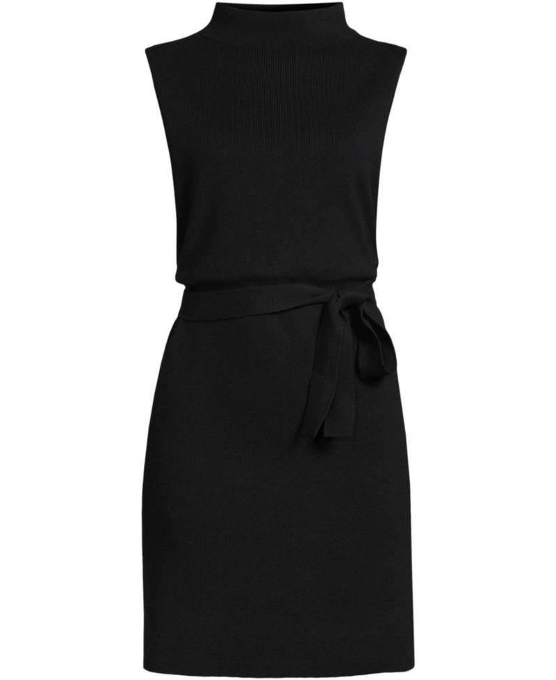 Women's Cotton Blend Short Sleeve Mock Neck Sweater Dress
