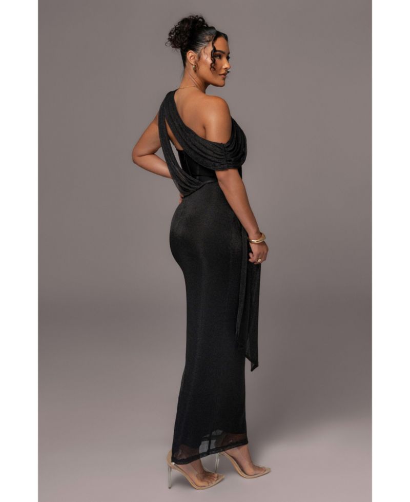 Women's Metallic Celestina Draped Maxi Dress