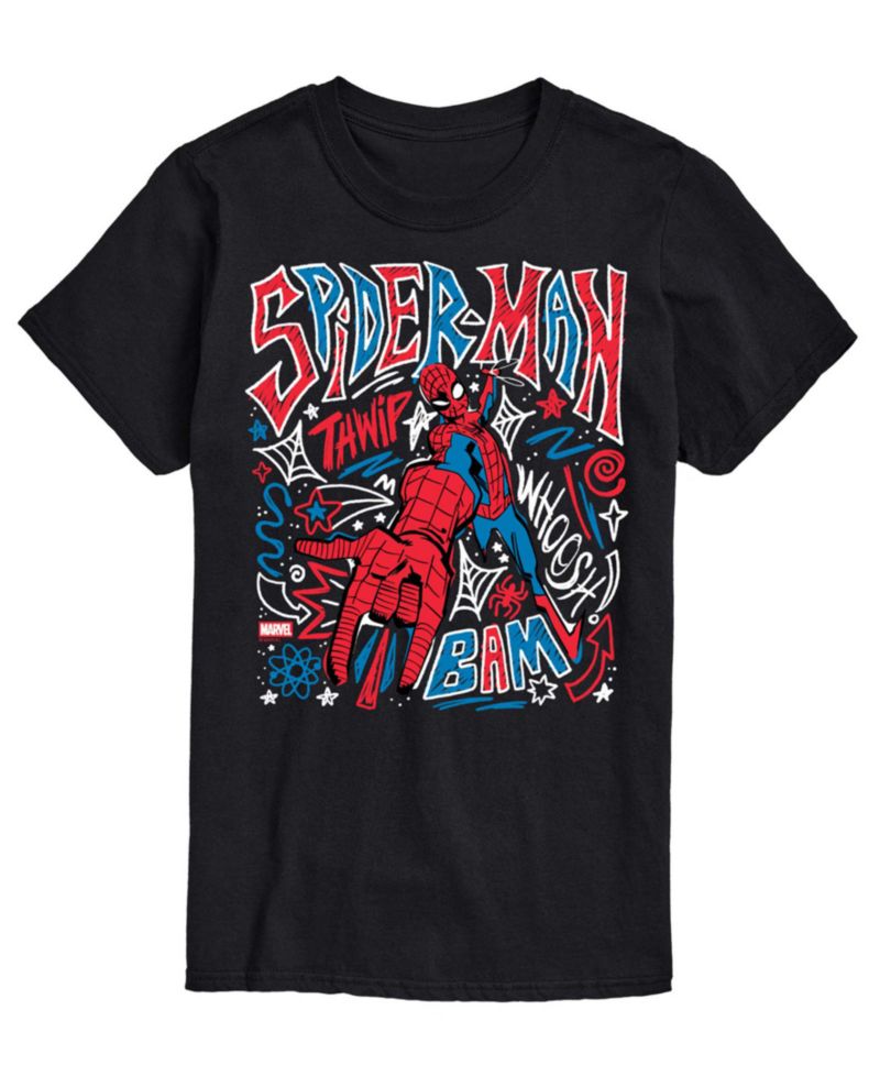 Men's Spiderman Sketchy Doodles Short-Sleeve Graphic T-Shirt