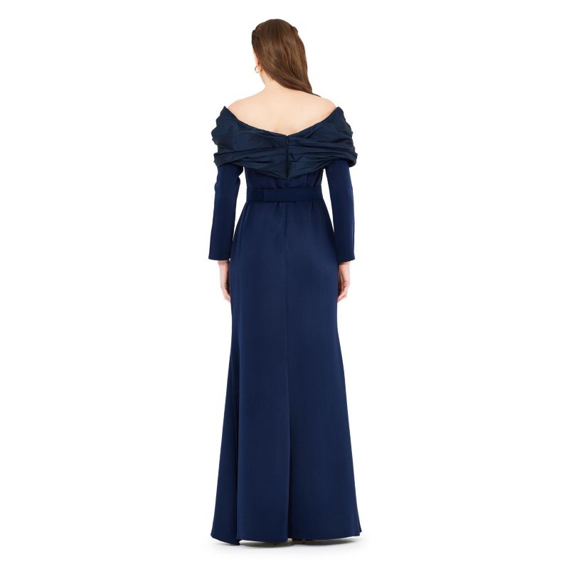 Women's Ruched Drape Off-The-Shoulder Wrap Over Gown