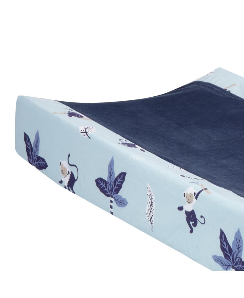 Lambs and Ivy Jungle Party Blue Monkey/Palm Tree Changing Pad Cover