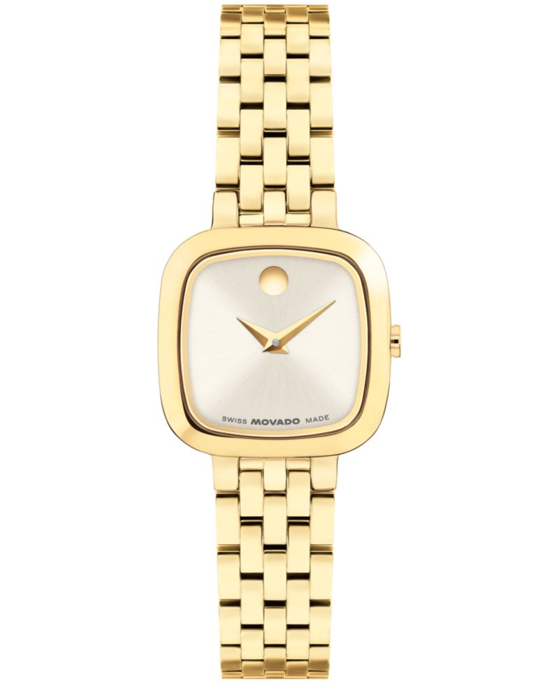 Women's Museum Classic Cushion Swiss Quartz Light Yellow PVD Steel Watch, 22mm