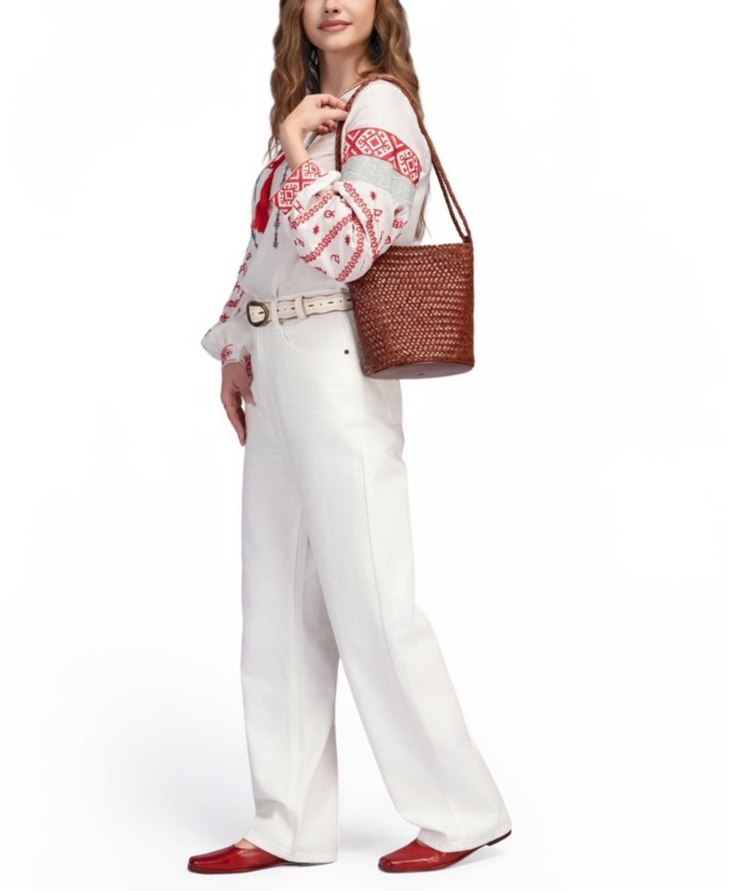 Reed Mini Woven Bucket Crossbody Bag