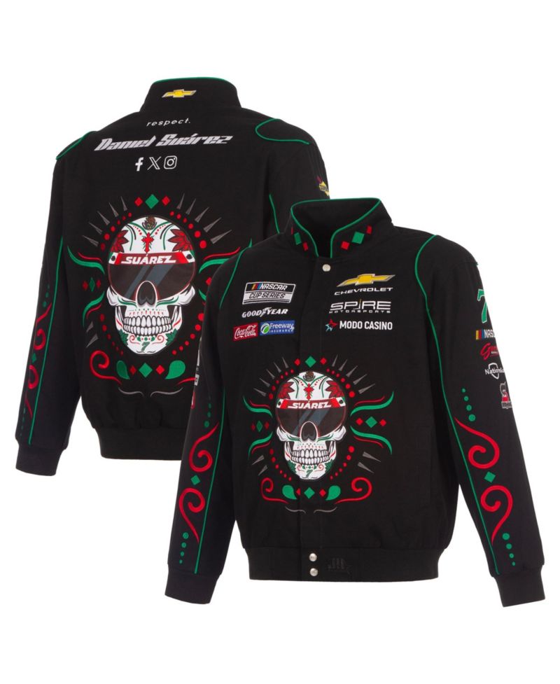 Men's Black Daniel Suarez 2026 Sugar Skull Full-Snap Twill Racing Jacket
