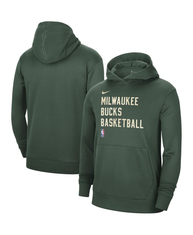 Men's and Women's Hunter Green Milwaukee Bucks 2023/24 Performance Spotlight On-Court Practice Pullover Hoodie