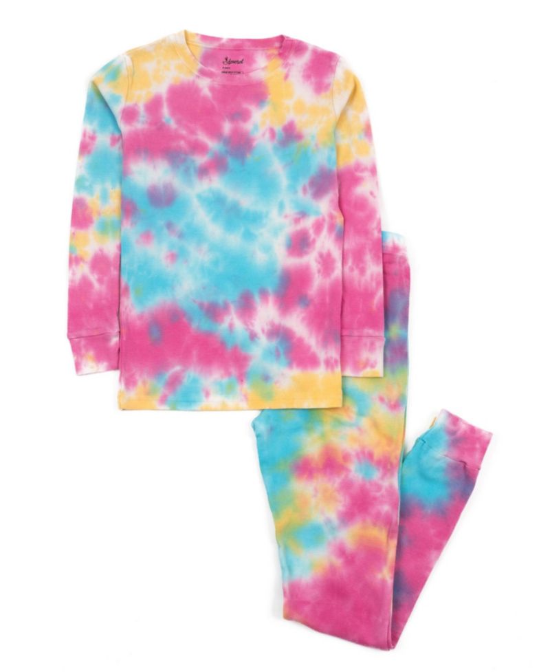 Toddler Matching Family Two Piece Cotton Long Sleeve Tie Dye Pajamas 2T-5T