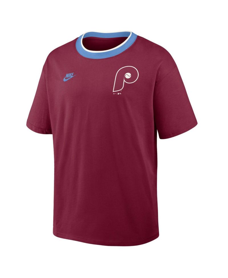 Men's Burgundy Philadelphia Phillies Cooperstown Collection Ringer T-Shirt
