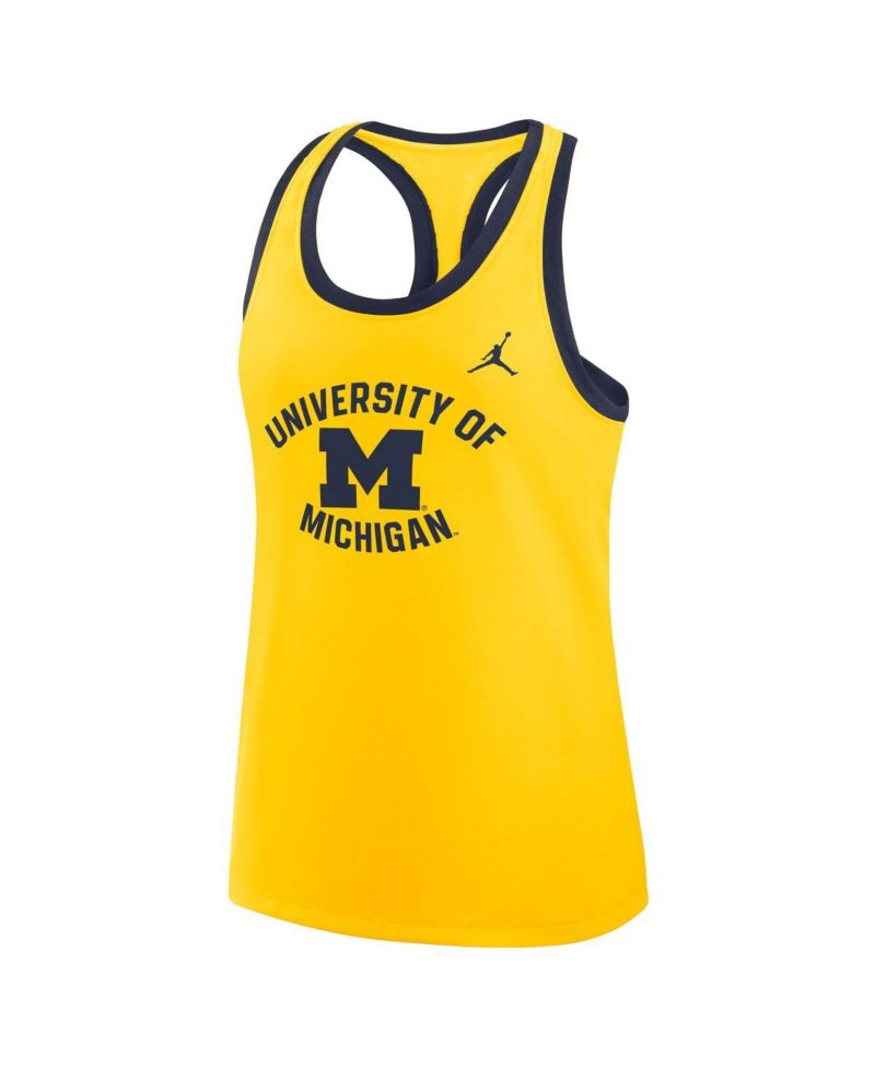 Women's Maize Michigan Wolverines Uni Name Tri-Blend Dri-FIT Racerback Tank Top