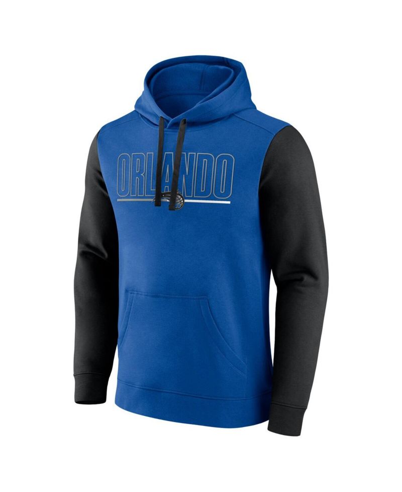 Men's Blue Orlando Magic Outline Colorblock Pullover Hoodie
