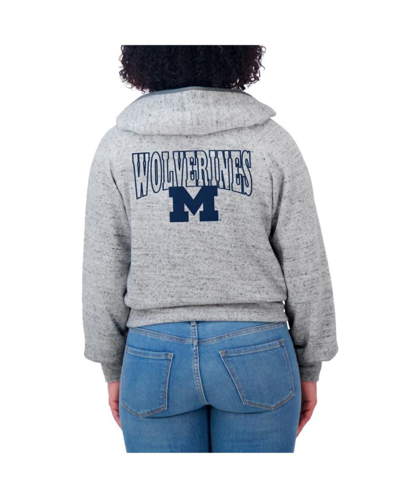 Women's Heather Gray Michigan Wolverines Wear Speckle Double-Hit Raglan Full-Zip Hoodie