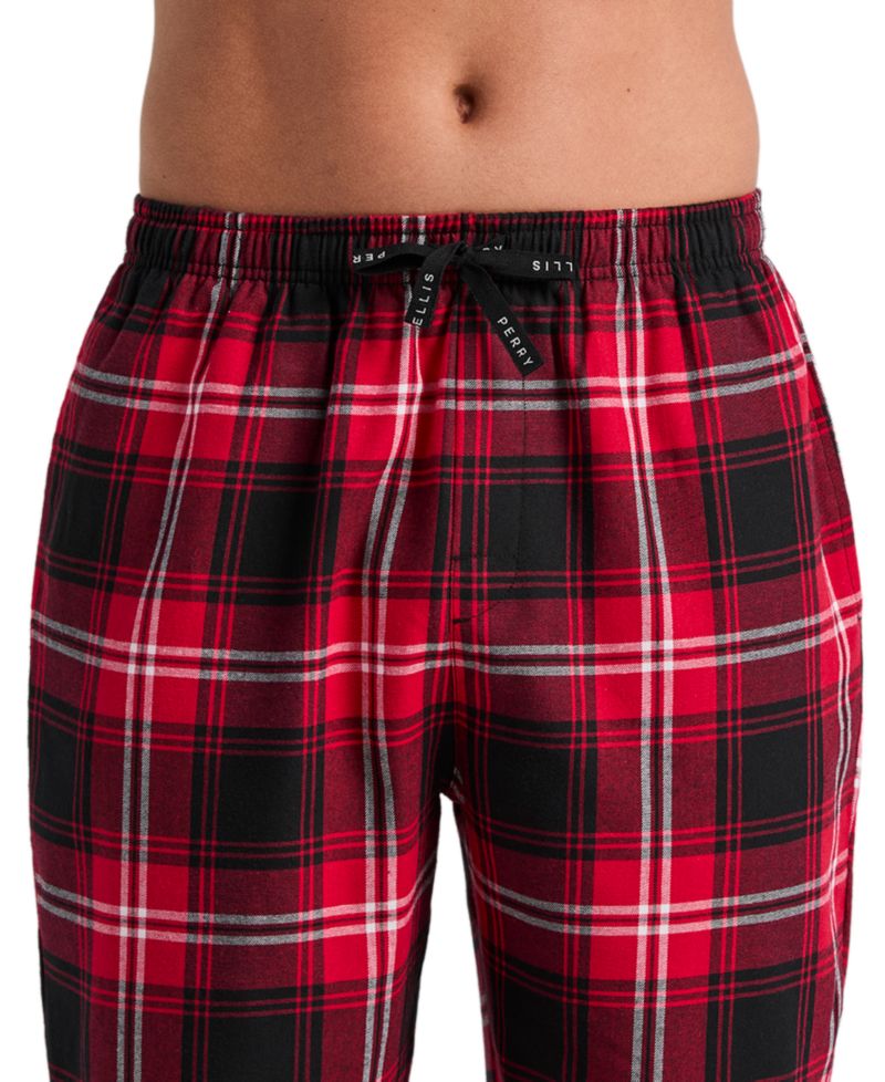 Men's Deluxe Touch Crewneck T-Shirt and Flannel Plaid Pants, 2-Piece Set
