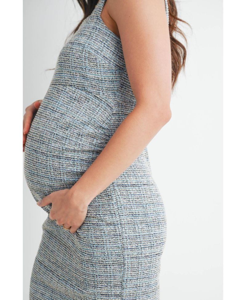 Women's Sleeveless Square-Neck Tweed Sheath Dress