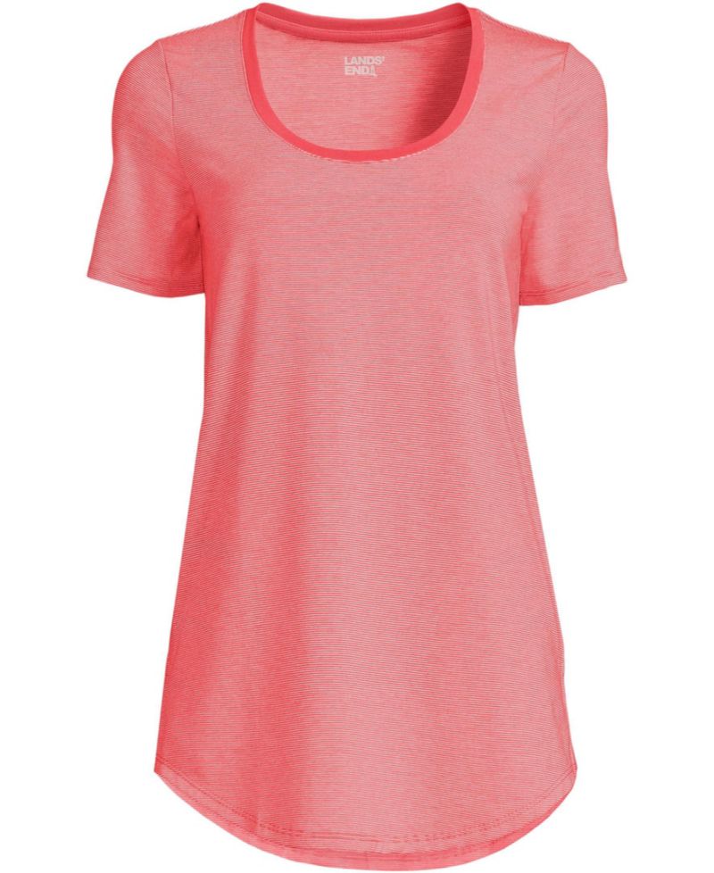 Women's Short Sleeve Power Performance Scoop Neck Curved Hem Tunic Tee