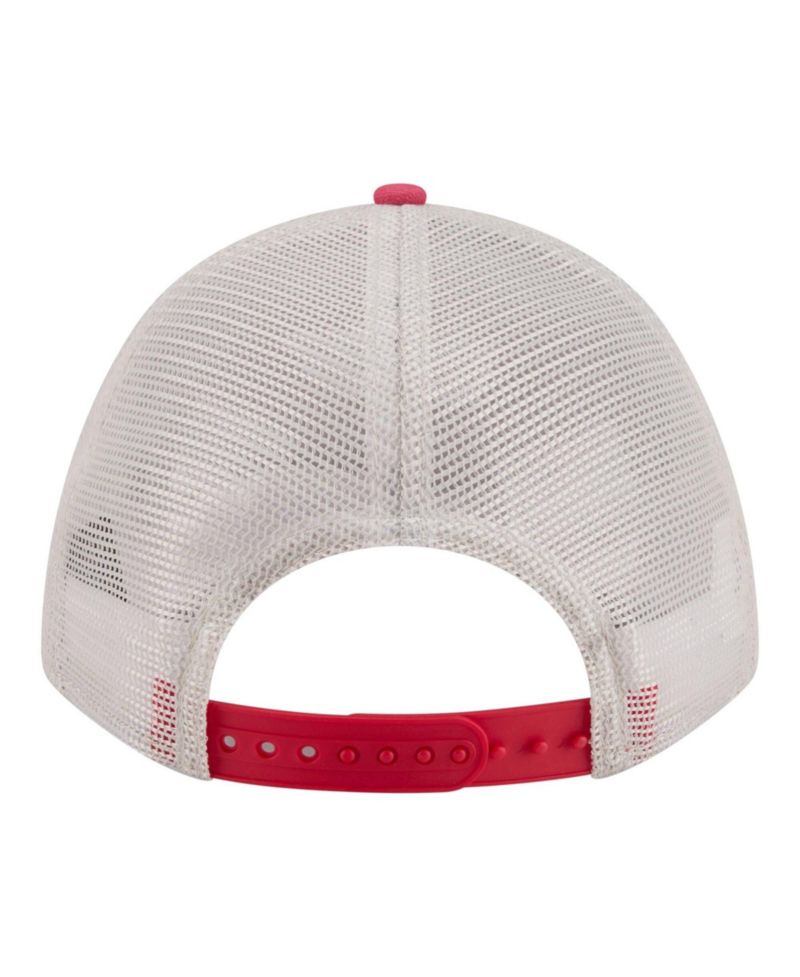 Men's Light Beige/Red Philadelphia Phillies Frayed M-Crown A-Frame 9FORTY Trucker Adjustable Hat