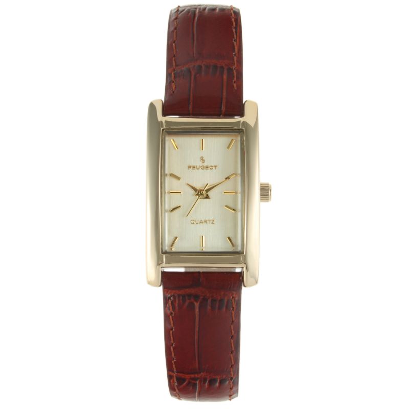 Women's 34x20mm Contour Dress Watch Brown Leather Strap