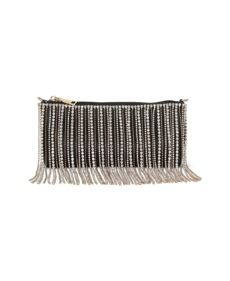 Woman's Piper Crystal Fringed Leather Zip Top Crossbody