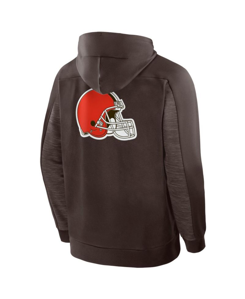 Men's Brown Cleveland Browns Checkdown Pass Full-Zip Hoodie
