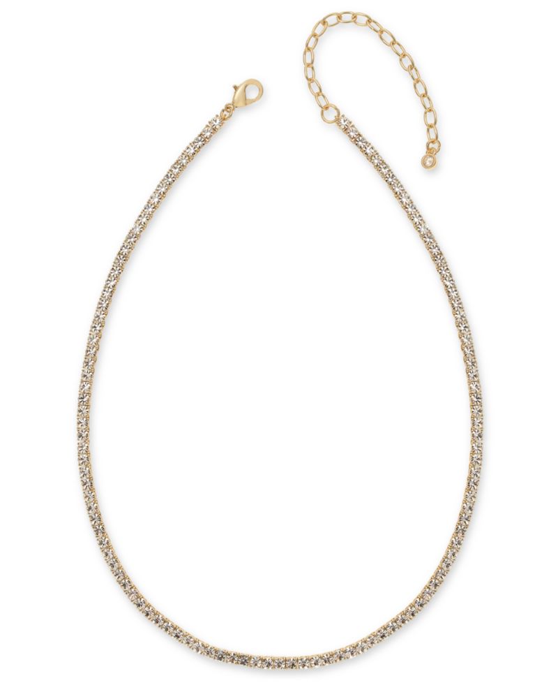 Crystal All-Around Tennis Necklace, 15" + 2" extender