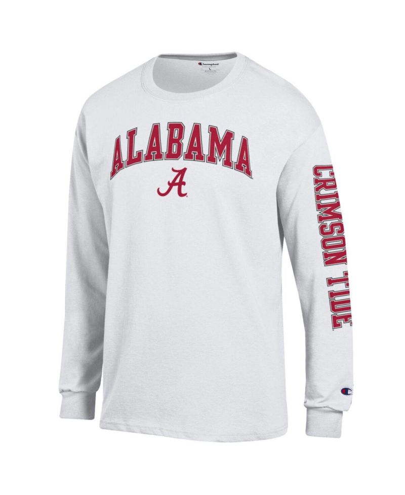 Men's Crimson Alabama Crimson Tide Arch Over Logo 2-Hit Long Sleeve T-Shirt