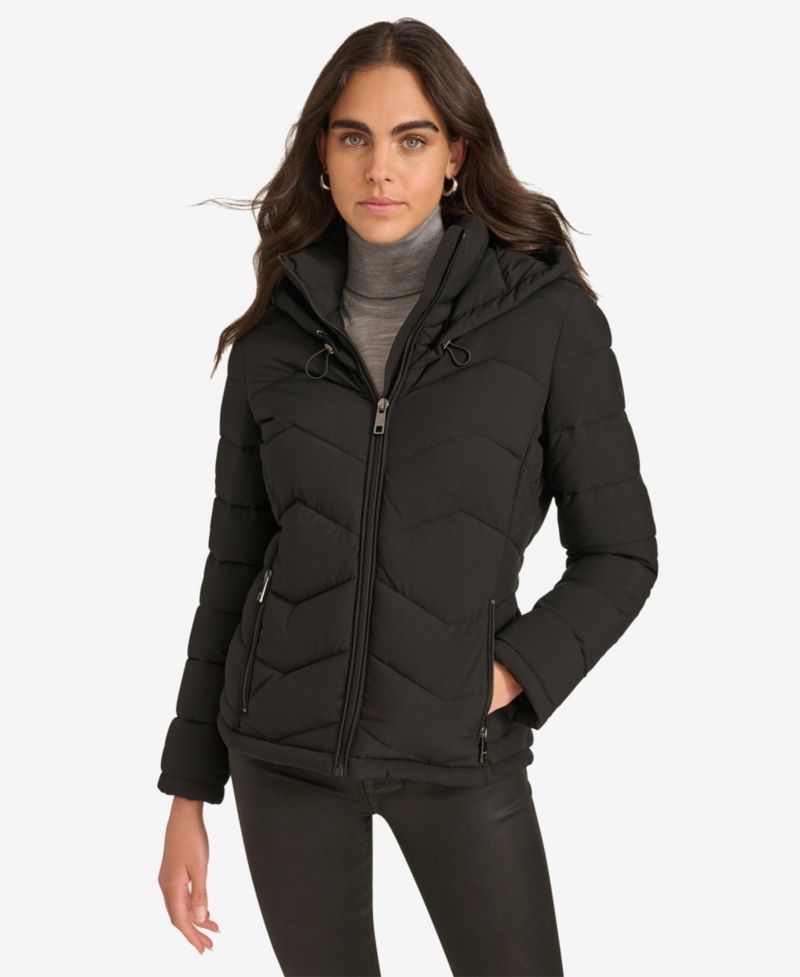Women's Short Zip-Up Hooded Puffer Coat