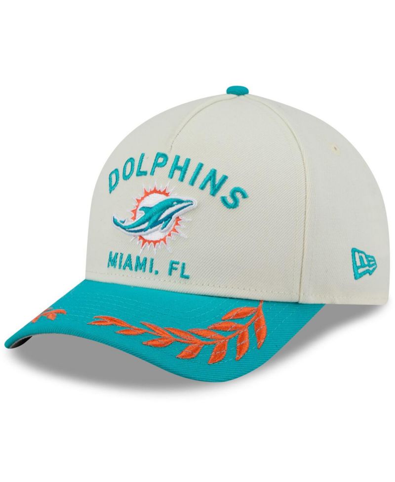 Men's Cream/Aqua Miami Dolphins 2025 NFL Draft 9FORTY A-Frame M-Crown Adjustable Hat
