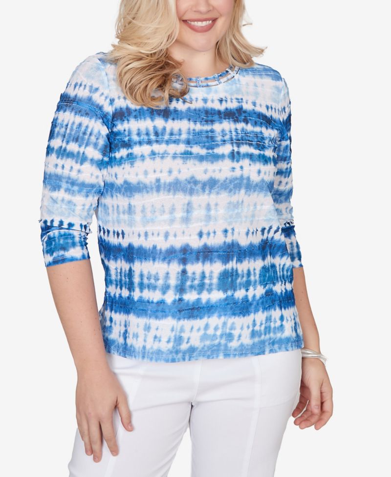 Women's The Royal Treatment Tie Dye Biadere Knotted Crew Neck Top