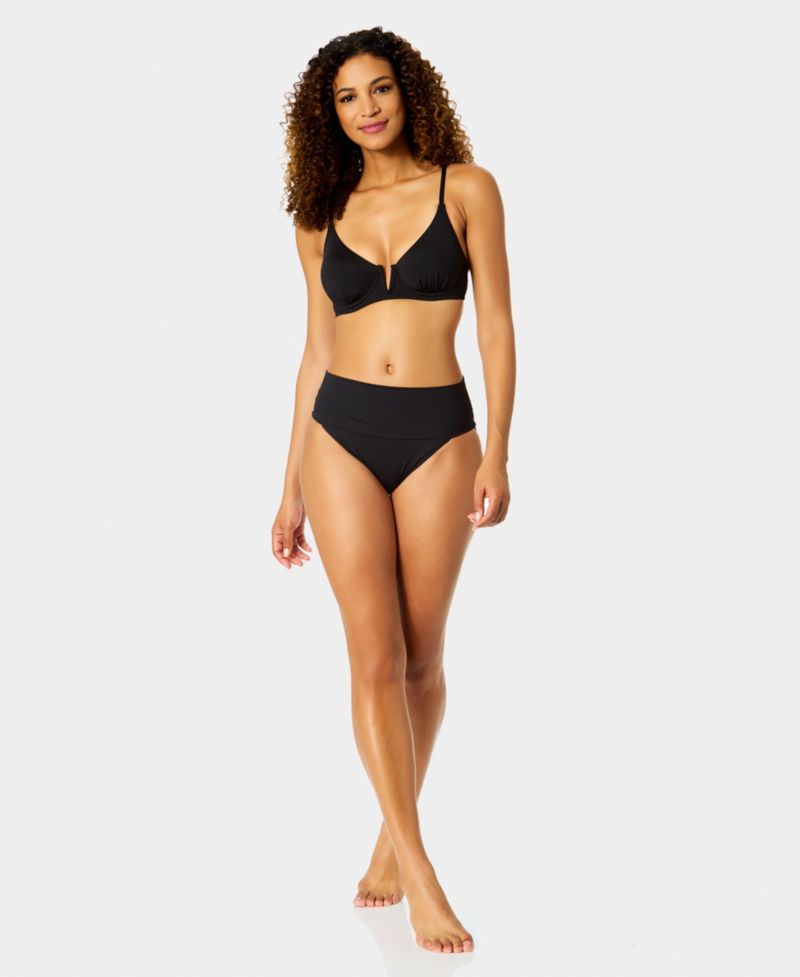 Women's V-Wire Elongated Underwire Bikini Top and High-Waist Bikini Bottoms