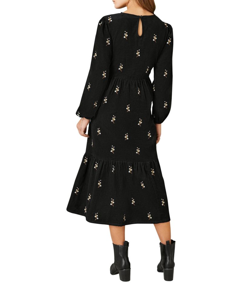 Women's Long Sleeve Midi Floral Dress