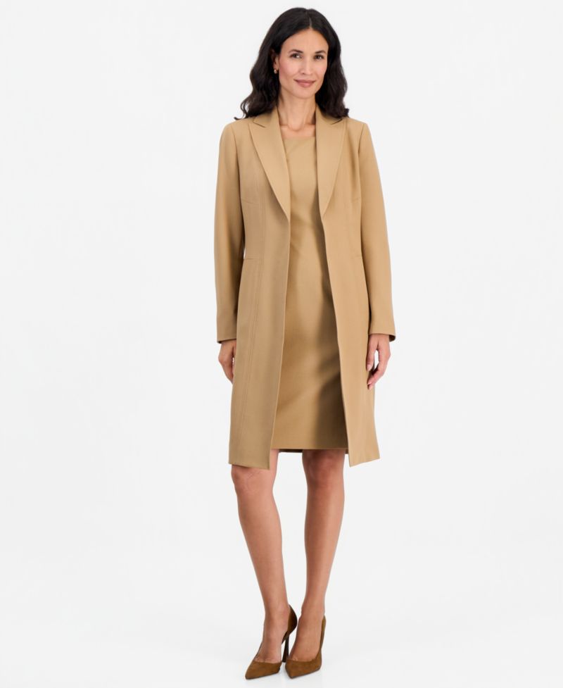 Women's Peak-Lapel Sheath Topper & Dress, 2-Piece Set