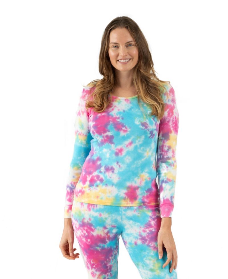 Women's Matching Family Two Piece Cotton Long Sleeve Tie Dye Pajamas