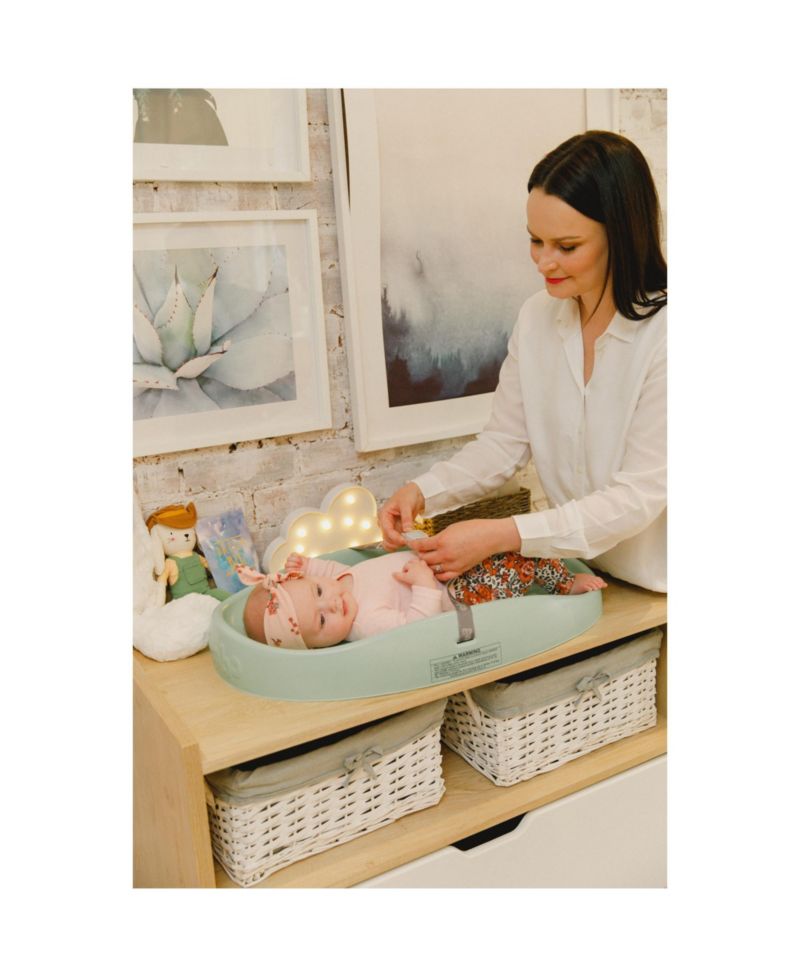 Diaper Changing Pad, Ergonomic Baby Changing Mat with Safety Belt, Hemlock