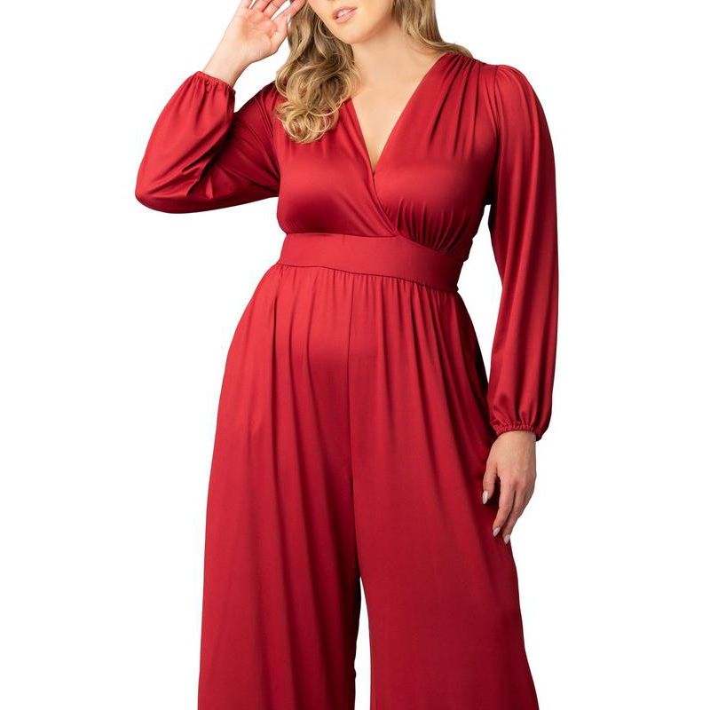 Plus Size Brigitte Long Sleeve Wide Leg Jumpsuit