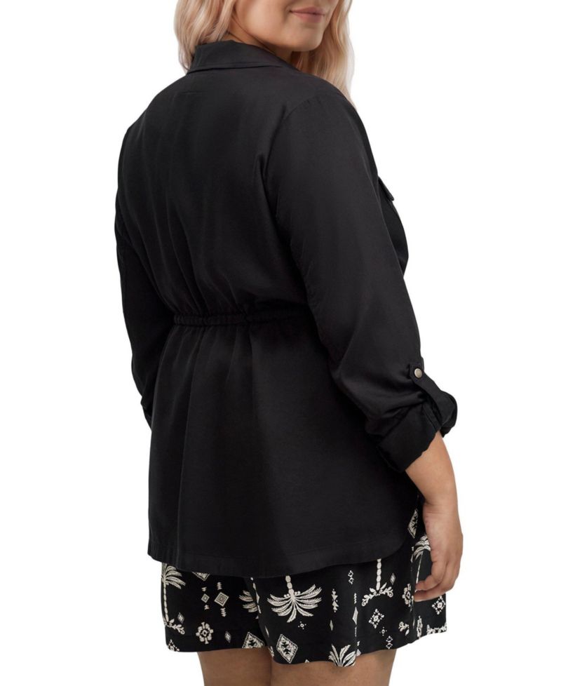 Plus Size Lightweight Twill Mid-Length Anorak Jacket